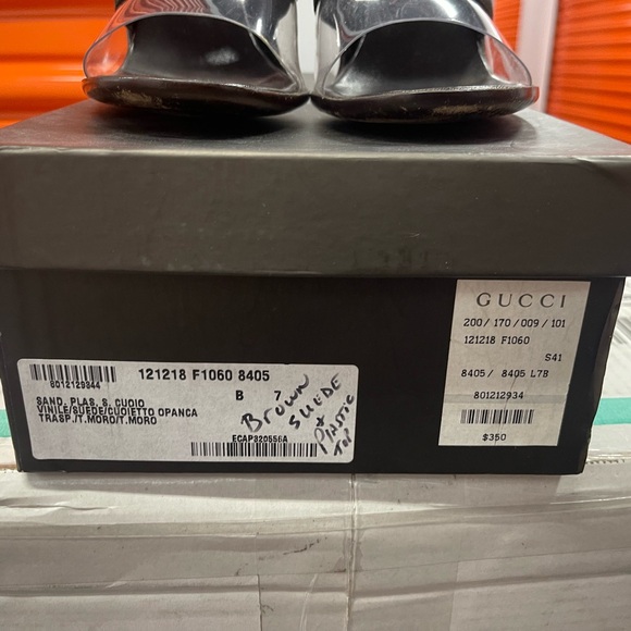 Brown suede, Gucci mules with plastic top - Picture 3 of 6